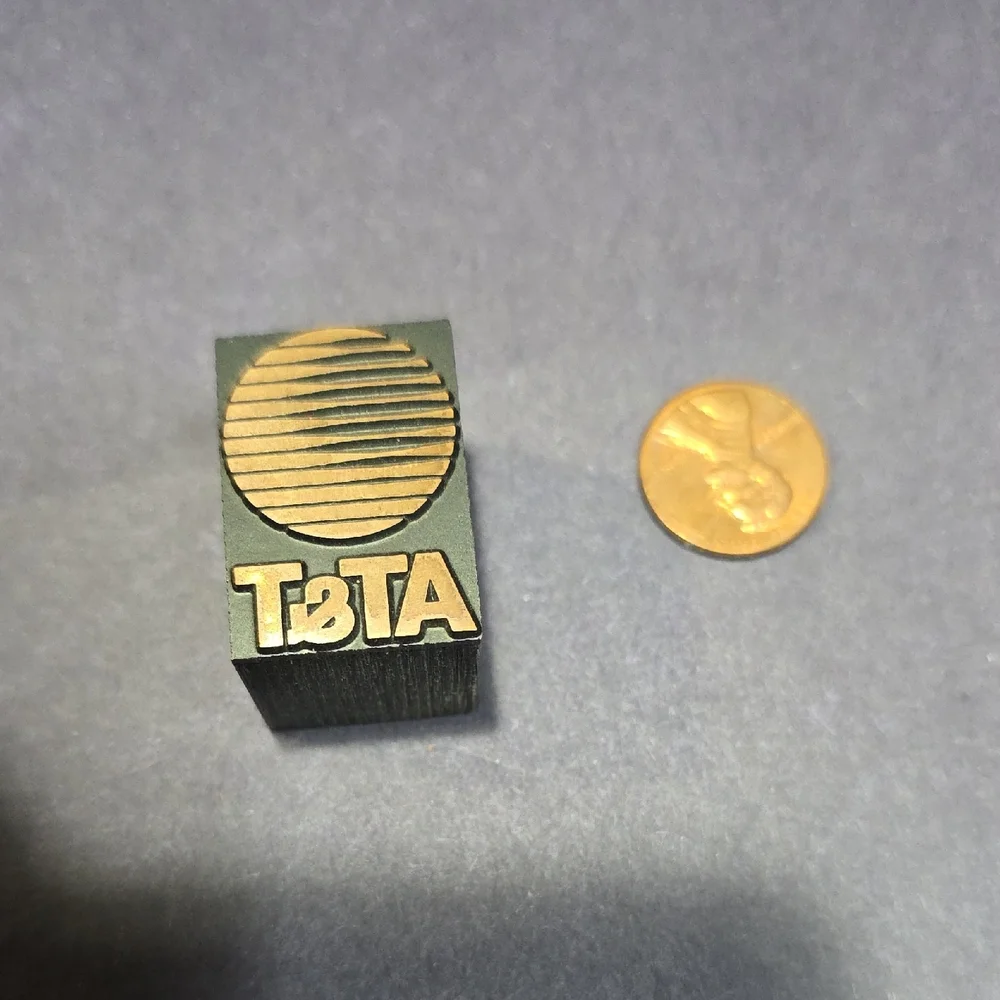 Vintage Wood-Mounted Letterpress Printing Block For‎ AT&T, Vintage 1980s